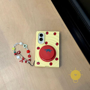 For Z Fold 8 Case PC with Griptok TPU yellow Keychain Tomato Chain Phone Case For SAMSUNG Galaxy Cover Aesthetic Korean Cute