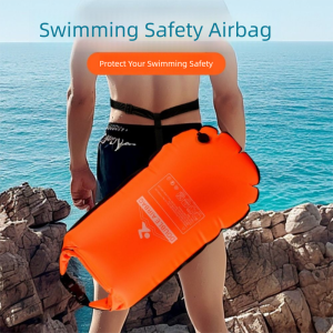 SERAPHYXO Highly Visible Inflatable Swimming Buoy Bag Double Air Bag Waterproof Swim Safety Float Sport Safety Reusable Swimming Tow Float Airbag Open Water Swimming