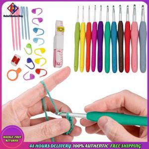 Vodool Crochet Hooks Set Yarn Knitting Needles with Case Aluminum Crochet Hooks Ergonomic Handle 11 Sizes for Beginners