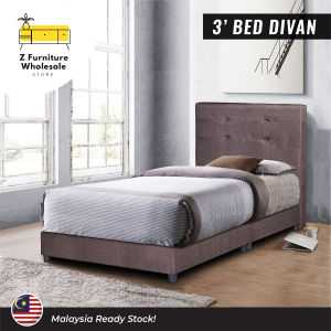 Single / Super Single Fabric Bed Divan with Base & Headboard - 3ft (SINGLE) & 3.5ft (SUPER SINGLE) / Katil Divan Single / Super Single