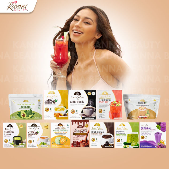 Luxe Slim Coffee and Beauty Juice Luxeslim Luxebeauty Luxe beauty LS Coffee 10 Sachets Macchiato, Turmerico, Melon, Cucumber, 4 Season , Taro, Matcha, Dark Choco