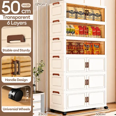 MOSHOE Foldable Storage Cabinet with Wheels Thickened Heavy Duty Space Saving Wardrobe Organizer for Bedroom & Living Room