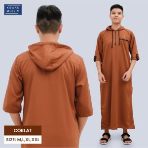 Jubah Hoodie Pria Dewasa Terbaru Kawan Muslim Bahan Toyobo Premium Jubah Gamis Laki-laki