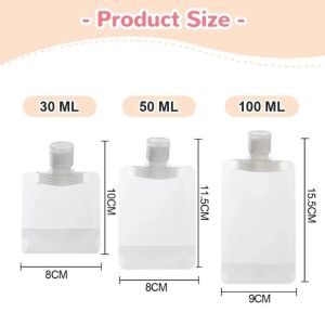Plastik Fliptop Travel Pouch Botol Refill Transparan Shower Gel Shampoo Portable Botol Parfum Travel Botol Portabel Travel 5in1 + Pouch