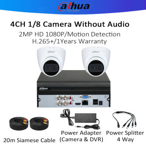 Dahua CCTV 1/8CH 2MP HD With Audio Dome CCTV Camera Package with HD Cellphone Remote Monitoring