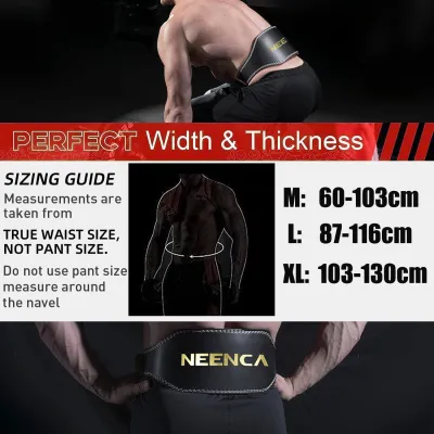 NEENCA Gym Weight Lifting Belt Cowhide & PU Leather | Back Support for Squat Deadlift Powerlifting Fitness Training