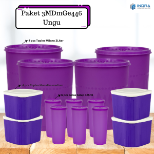INDRA  Paket Toples Bulat  Milano volume 3 Liter/3MDmGe446/SET isi 14 pcs