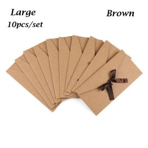 INVADER 10 Pcs/ Set Wedding Invited Bow Multicolor Retro Ribbon Mailer Greeting Card Bags Envelope Pearlescent Paper Envelop