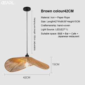 Đèn treo gió wabi-sabi dây thừng nhẹ nhà hàng r nhật bản mũ rơm dệt phong cách nông thôn mới đèn bàn ăn nhà khách