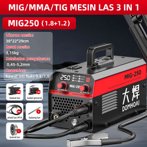 DOMHOAI 3IN1 Mesin Las Mig-250 Las Listrik Profesional Inverter Mesin Las Tampilan Digital Definisi Tinggi Portabel Mesin trafo las