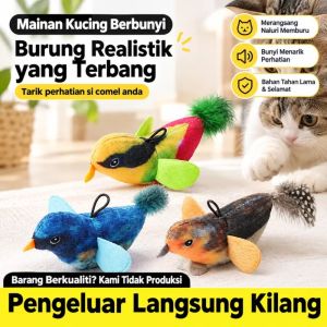 JING Plush Flying Bird Cat Toy Vivid Chirping Bird-Shaped Realistic Bird Sound Cat Toy Creativity Self-entertainment Interactive Chirping Bird Cat Toy for Cats Kitten Toy