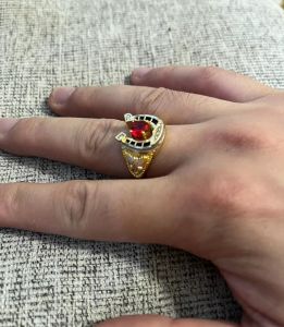 CLIBER 1PC Exquisite Fashion Red Zircon Inlaid Metal Horseshoe Rings for Men Charm Elegant Anniversary Jewelry Birthday GiftNew New
