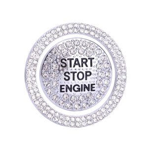 2in1 Car Start Switch Button Cars Decorative Diamond Stickers Rhinestone Ring Circle Trims Protective Cover Auto Accessories