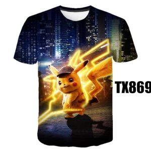 Mens and Womens 3D Pikachu Movie T-Shirt Japanese Anime Cartoon Original TV Series Fashion S-5XL