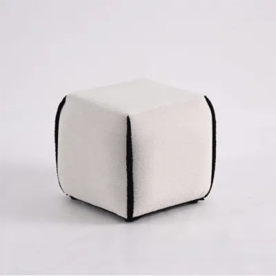 GAOSU Square Shape Ottoman Stool Linen Fabric Soft Upholstered Seat Pouf Multifunctional Design Padded Seat Shoe Changing Stool Living Room Sofa Side