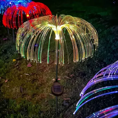 Solar Jellyfish Fairy Light LED Outdoor Garden Pathway Lamp Decor Lawn Yard Walkway 7 Color Change Lampu Kelip Kelip