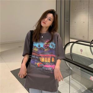 IELGY Áo Thun Tay Ngắn Phong Cách Hồng Kông Áo Phong Cách Harajuku Thương Hiệu Thời Thượng Cho Nữ