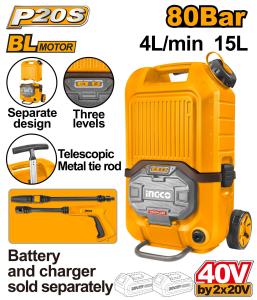 Buildmate x INGCO Cordless Pressure Washer for Cleaning Cars & Outdoors (Unit Only) CPWLI4006 ICPT
