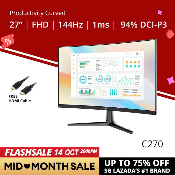 PRISM+ C270 27 144Hz 1500R Curved Productivity Monitor Gaming Monitor [1920 x 1080]