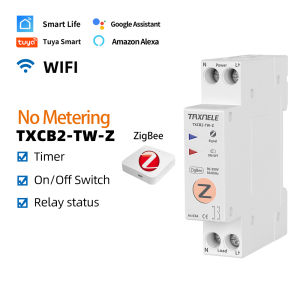 Tuya Zigbee 63A สวิตช์อัจฉริยะเครื่องวัดพลังงาน Kwh การตรวจสอบการวัดแสงเบรกเกอร์จับเวลารีเลย์ป้องกันแรงดันไฟฟ้าอัจฉริยะ MCB