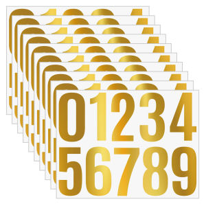 UMI 10cm Large Size 0-9 Number Flow Vinyl Sticker Waterproof Mailbox Label BOBO Balloon Decoration Gold Color Nombor 字母贴纸