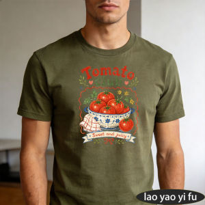 [Local Stock] HBESTY  Tomato club sweet and juicy Summer Men Women Cotton Crew Neck Tee Cute Fresh Tomato Bowl Graphic Farm Theme Street Casual Shirts