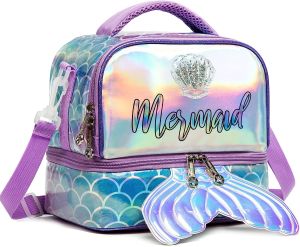 Double Decker Kids Lunch Bag Insulated Bag Two compartments with Adjustable Straps