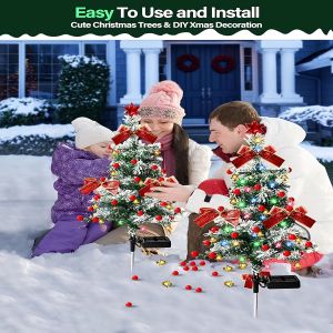 Christmas Garden Lights Outdoor Lawn Decoration Holiday Ambiance Solar Pine Tree Lights Patio Lights
