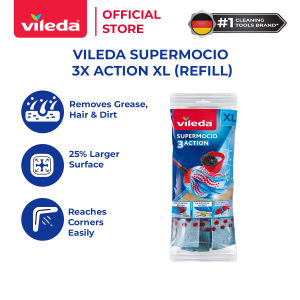 Vileda Refill Pack | Supermocio 3x Action XL Mop | Wet Mop