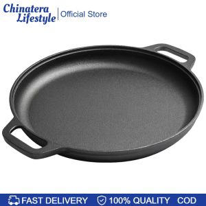Iron Round Griddle For Crepes And Pizza Non-Stick BBQ Camping Fry Pan Pancake Pizza Pan Kitchen Outdoor BBQ Grill