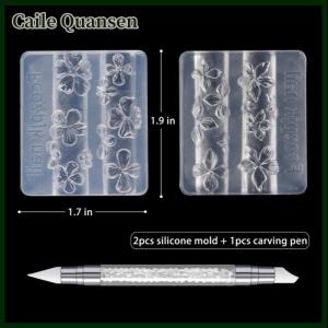 Caile แม่พิมพ์แกะสลักเล็บลายดอกลิลลี่บรรเทาซิลิโคน3D Hawaii Hibiscus กลีบดอกไม้แม่แบบการสร้างแบบจำลองเครื่องมือทำเล็บที่ชัดเจน1 2ชิ้น