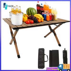 [ VKTECH ] Portable Aluminum Camping Table Foldable Roll-Up Design for Hiking and Picnic Outdoor Gear Compact and Sturdy