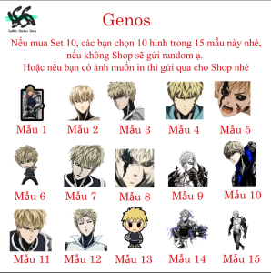 One-Punch Man - Set  10/15 Sticker Genos anime  One-Punch Man / OPM hình dán trang trí điện thoại mũ bảo hiểm laptop vali...siêu đẹp chống nước chống xước