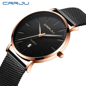 CRRJU Fashion Mens Watches Top Brand Luxury Blue Waterproof Watches Ultra Thin Date Simple Casual Quartz Sports Clock(2269)