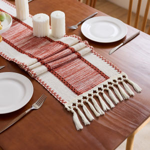 New Christmas Red/Green/Yellow  Table Runner Rustic Boho Table Runner with Tassels Table Runner Washable Woven Table Decor for Birthday Weddings Bridal Shower TV Cabinet Coffee Tea Table Mat