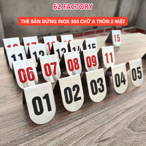 [Inox ] Bộ 10 chiếc thẻ số để bàn 2 mặt chữ A tròn thẻ số inox  thẻ số bàn sành điệu bằng inox 304 có sẵn từ 01-100