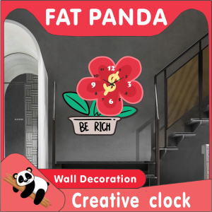 Rich Flower Red Wall Hanging Clock - Home Decor