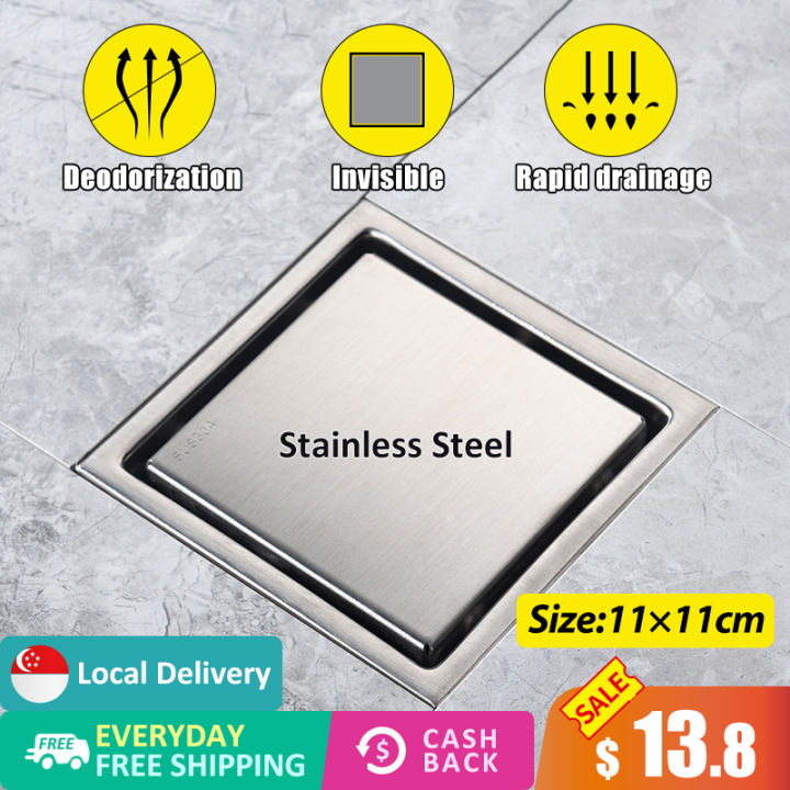 【Stock In SG】Floor Trap 15*15 and 11*11 Stainless Steel Invisible Floor ...