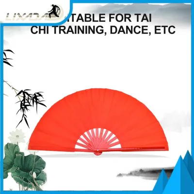 LIXADA Quạt múa lụa tre Funien Kung Fu Đóng mở mượt mà để luyện tập Thái Cực Quyền Tranh cao cấp Thích hợp cho khiêu vũ (Thanh màu đỏ mặt đỏ)