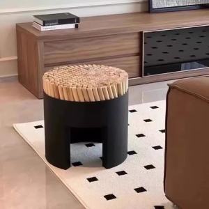 FFBH Modern Simple Nordic Stools Creative Firewood Modelling Miniature Luxury Household Ottomans Living Room Sofa Beside Home Decor Q3P9R