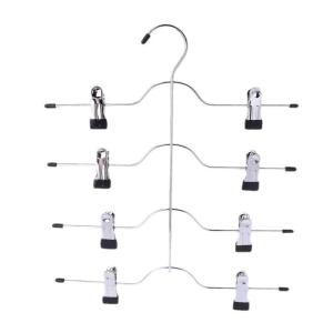 Multifunctional 4 Layer Stainless Steel Pants Hanger Rack Clip Skirt With 8 Clip