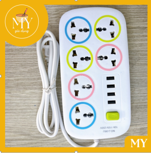 Ổ điện đa năng mẫu mới cao cấp 6 ổ + 4 cổng usb (có công tắc an toàn) -Chống giật J-06U