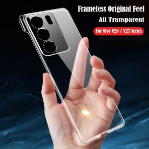 Case For Vivo V29 V27 V27e VivoV29 VivoV27 4G 5G 2023 Hard PC Phone Casing Back Cover Shell Transparent Clear Shockproof Bumper Frameless Ultra Thin No Frame Four Corner Enhance