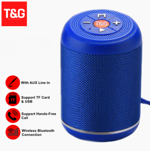 T&G TG-517 Bluetooth V5.0 Stereo Mini Wireless Speaker with TF Card USB AUX In FM Radio Function and Strap