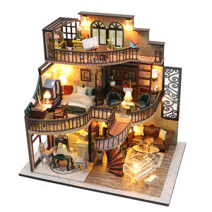 DIY Miniature Doll House Dream Building Pavilion M2132 with Anti-dust cover