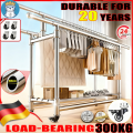 ATO 304 Stainless Steel Folding Clothes Hanger Drying Rack with Wheels Shoe Hanger Rak Penyidai Baju. 