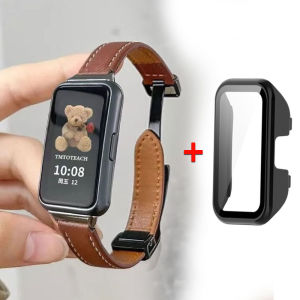 Leather Strap For Huawei Band 10 Magnetic Buckle WatchBand with Screen Protector Case for huawei band 8 9 10 Bracelet