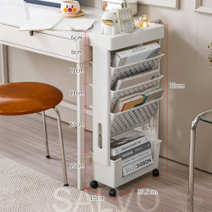 SALVO Bookshelf Desktop Book Shelf Multi-Layer Storage Rack With Pulley File Storage Organizer Book Stand Desktop Storage Box
