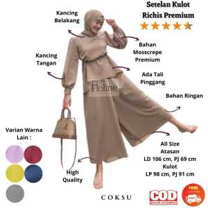 Floline Ols - Setelan Kulot Richis / Set Pakaian Wanita Jumbo / Set Fashion Wanita