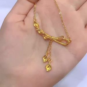 Gold-plated copper caladium flower pendant necklace clavicle chain gift for girlfriend